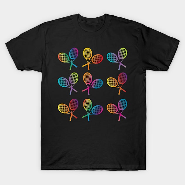 Colorful Tennis Pattern T-Shirt by Rayrock76